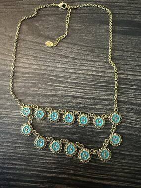 LIZ CLAIBORNE CO. CRAZY HORSE BOX MANIA GOLD TONE 18" LONG NECKLACE